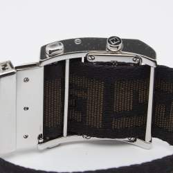 Pre Owned Fendi Cream Stainless Steel Fabric Zip Code 1120L Women's Wristwatch 38 mm