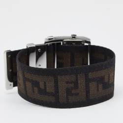 Pre Owned Fendi Cream Stainless Steel Fabric Zip Code 1120L Women's Wristwatch 38 mm