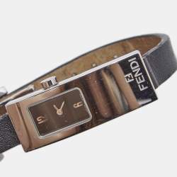 Fendi Black Stainless Steel Leather Orologi 3300L Women's Wristwatch 13 mm