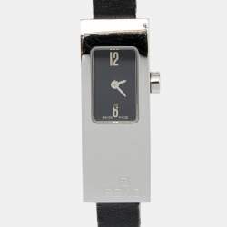 Fendi Black Stainless Steel Leather Orologi 3300L Women's Wristwatch 13 mm