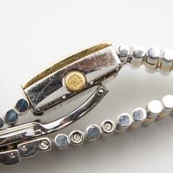 Fendi Mother of Pearl Two Tone Stainless Steel Diamond Fendimania Women's Wristwatch 24 mm