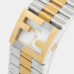 Fendi Mother of Pearl Two Tone Stainless Steel Diamond Fendimania Women's Wristwatch 24 mm