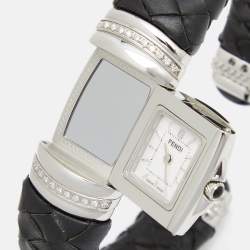 Fendi Mother of Pearl Stainless Steel Calfskin Diamond Spy 9000L Women's Wristwatch 20 mm