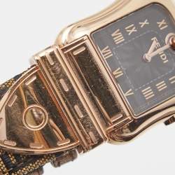 Pre Owned Fendi Black Rose Gold Plated Stainless Steel B.Fendi 3800G Women's Wristwatch 32 mm