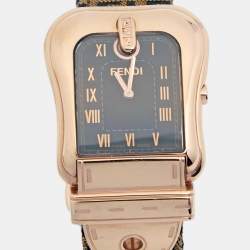 Pre Owned Fendi Black Rose Gold Plated Stainless Steel B.Fendi 3800G Women's Wristwatch 32 mm