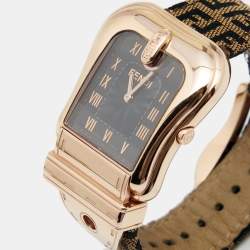 Pre Owned Fendi Black Rose Gold Plated Stainless Steel B.Fendi 3800G Women's Wristwatch 32 mm