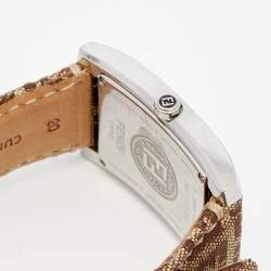 Pre Owned Fendi Brown Stainless Steel Canvas Classic 7000G Women's Wristwatch 27 mm