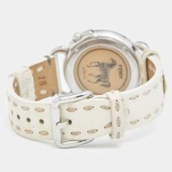 Fendi Black Stainless Steel Leather Selleria 8100M Women's Wristwatch 37 mm