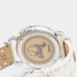 Fendi Black Stainless Steel Leather Selleria 8100M Women's Wristwatch 37 mm