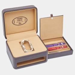 Fendi Black Stainless Steel Leather Selleria 8100M Women's Wristwatch 37 mm