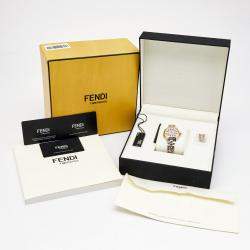 Fendi Mother of Pearl Diamond Topaz Two Tone Stainless Steel iShine F121224500T01 Women's Wristwatch 33 mm
