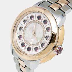 Fendi Mother of Pearl Diamond Topaz Two Tone Stainless Steel iShine F121224500T01 Women's Wristwatch 33 mm