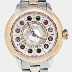 Fendi Mother of Pearl Diamond Topaz Two Tone Stainless Steel iShine F121224500T01 Women's Wristwatch 33 mm