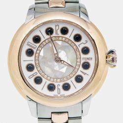 Fendi Mother of Pearl Diamond Topaz Two Tone Stainless Steel iShine F121224500T01 Women's Wristwatch 33 mm