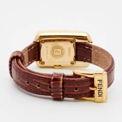 Fendi Champagne Gold Plated Stainless Steel Leather Chameleon 30000L Women's Wristwatch 18 mm