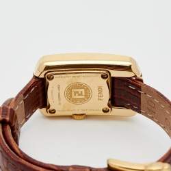 Fendi Champagne Gold Plated Stainless Steel Leather Chameleon 30000L Women's Wristwatch 18 mm