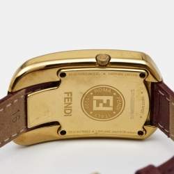 Fendi White Gold Plated Stainless Steel Leather Chameleon 30000M Women's Wristwatch 31 mm