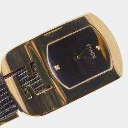 Pre Owned Fendi Black Gold Plated Stainless Steel Leather Chameleon 30000M Women's Wristwatch 29 mm