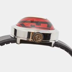 Fendi Red Stainless Steel Rubber Bussola Bubble 8010L Women's Wristwatch 27 mm