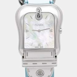 Fendi Mother of Pearl Stainless Steel Leather B.Fendi 3800G Women's Wristwatch 33 mm