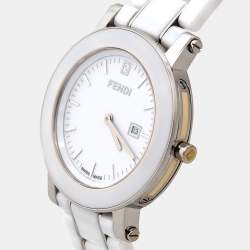 Fendi White Ceramic Stainless Steel 6400G Women's Wristwatch 38 mm