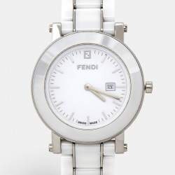 Fendi White Ceramic Stainless Steel 6400G Women's Wristwatch 38 mm
