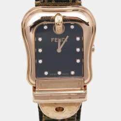 Fendi Black Rose Gold Plated Stainless Steel B.Fendi Canvas 3800G Women's Wristwatch 32MM