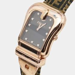 Fendi Black Rose Gold Plated Stainless Steel B.Fendi Canvas 3800G Women's Wristwatch 32MM