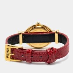 Fendi Silver Gold Plated Stainless Steel Leather 640L Women's Wristwatch 25 mm