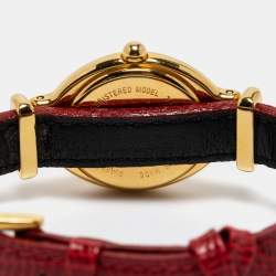 Fendi Silver Gold Plated Stainless Steel Leather 640L Women's Wristwatch 25 mm