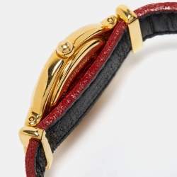 Fendi Silver Gold Plated Stainless Steel Leather 640L Women's Wristwatch 25 mm