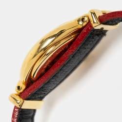 Fendi Silver Gold Plated Stainless Steel Leather 640L Women's Wristwatch 25 mm