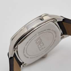 Pre Owned Fendi Black Diamond Stainless Steel Calfskin Memento Bugs Eye 22000M Women's Wristwatch 32 mm