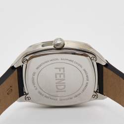 Pre Owned Fendi Black Diamond Stainless Steel Calfskin Memento Bugs Eye 22000M Women's Wristwatch 32 mm