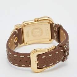 Pre Owned Fendi Mother of Pearl Gold Plated Leather B.Fendi 3800G Women's Wristwatch 33 mm