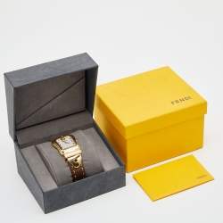 Pre Owned Fendi Mother of Pearl Gold Plated Leather B.Fendi 3800G Women's Wristwatch 33 mm