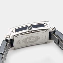 Pre Owned Fendi Black Ceramic Stainless Steel Diamond Quadro 6200G Women's Wristwatch 30 mm