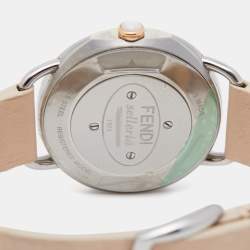 Pre Owned Fendi Mother of Pearl Two Tone Stainless Steel Selleria Leather 80200M Women's Wristwatch 36 mm