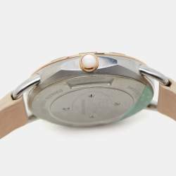 Pre Owned Fendi Mother of Pearl Two Tone Stainless Steel Selleria Leather 80200M Women's Wristwatch 36 mm