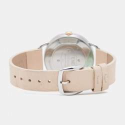 Pre Owned Fendi Mother of Pearl Two Tone Stainless Steel Selleria Leather 80200M Women's Wristwatch 36 mm