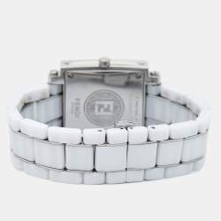 مملوكة مسبقًا ساعة يد نسائية فندي كوادرو 6200G ألماس ستانلس ستيل سيراميك بيضاء 30مم