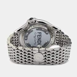 Pre Owned Fendi Silver Stainless Steel Diamond Colored Sapphire Crazy Carats 10500M Women's Wristwatch 38 mm