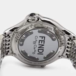 Pre Owned Fendi Silver Stainless Steel Diamond Colored Sapphire Crazy Carats 10500M Women's Wristwatch 38 mm