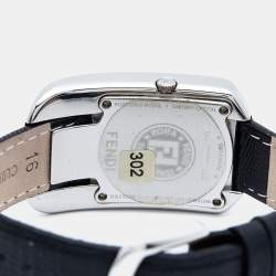 Pre Owned Fendi Black Stainless Steel Lizard Skin Leather Diamond Chameleon 30000M Women's Wristwatch 29 mm