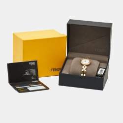 Pre Owned Fendi White Diamond Gold Plated Stainless Steel My Way F351434000B0 Women's Wristwatch 28 mm