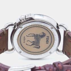 Pre Owned Fendi Mother of Pearl Leather Stainless Steel Selleria 8100M Women's Wristwatch 37 mm 