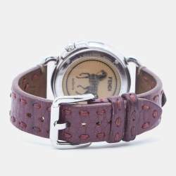 Pre Owned Fendi Mother of Pearl Leather Stainless Steel Selleria 8100M Women's Wristwatch 37 mm 