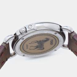 Pre Owned Fendi Mother of Pearl Leather Stainless Steel Selleria 8100M Women's Wristwatch 37 mm 