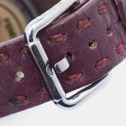 Pre Owned Fendi Mother of Pearl Leather Stainless Steel Selleria 8100M Women's Wristwatch 37 mm 