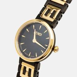 Fendi Black Two-Tone Stainless Steel Forever Fendi 103 Women's Wristwatch 19 mm